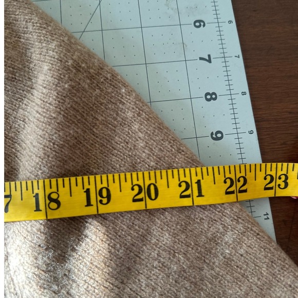 PORTOLANO 100% Cashmere Poncho Sweater Taupe Bow Mock Neck‎ - Picture 7 of 9